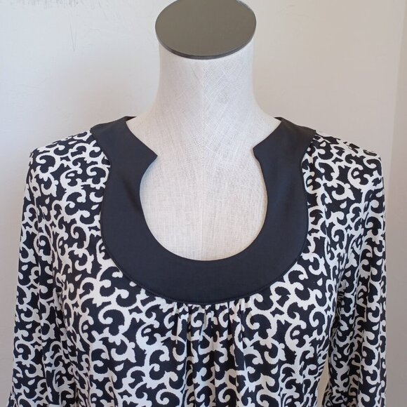INC International Concepts Tunic Top Black White Ruffle Sleeve Womens Medium - Picture 4 of 13